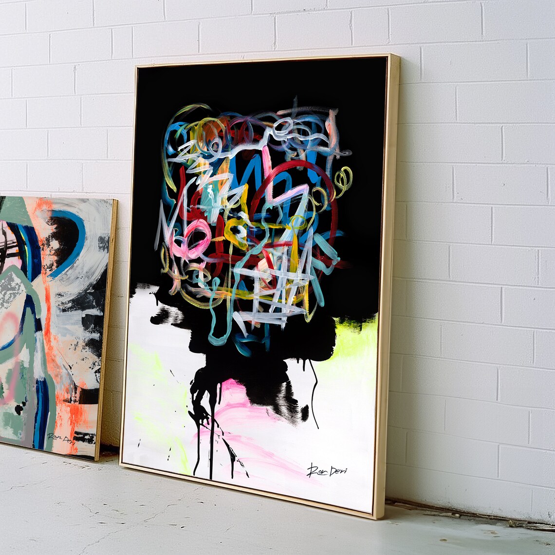 Black Abstract Human Brain Wall Art Poster Print
