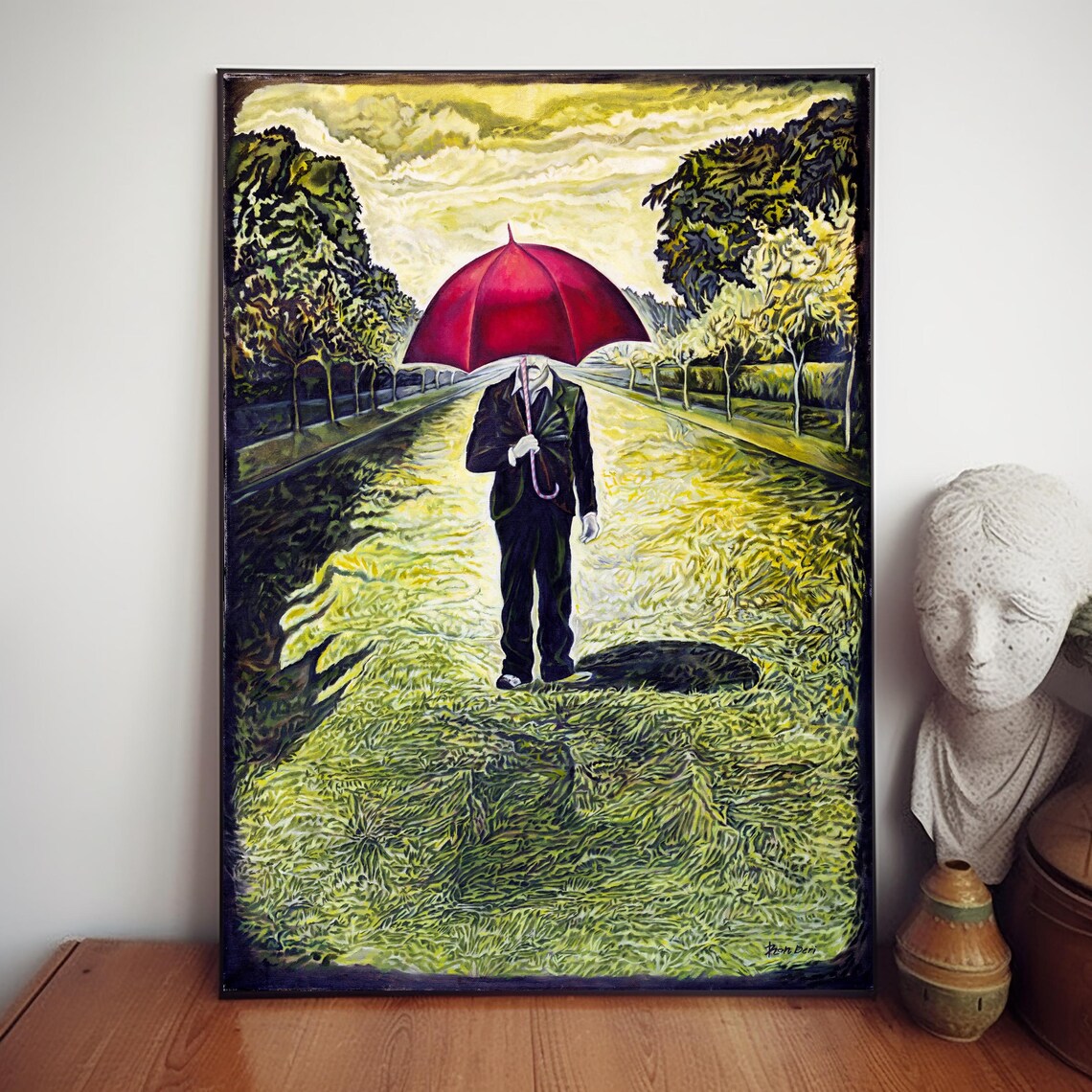 Expressionism Red Umbrella Artwork by Ron Deri