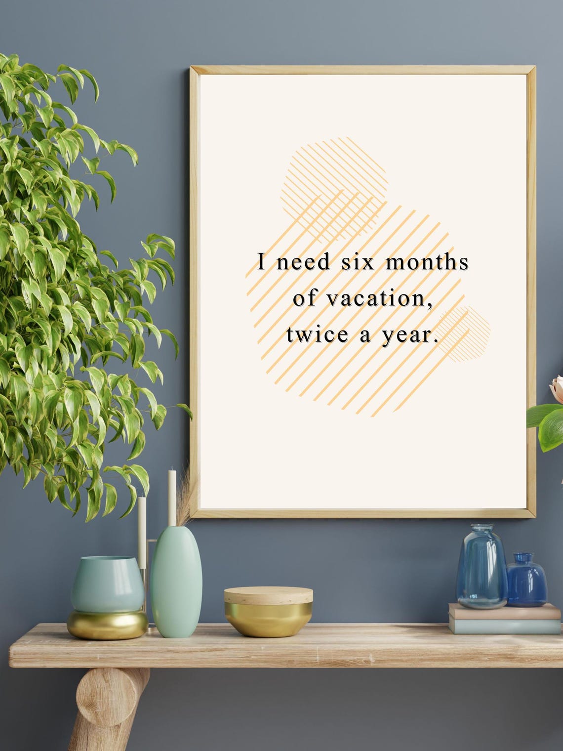Funny Vacation Quote Peach Geometric Circles Minimalist Wall Poster - Image 2