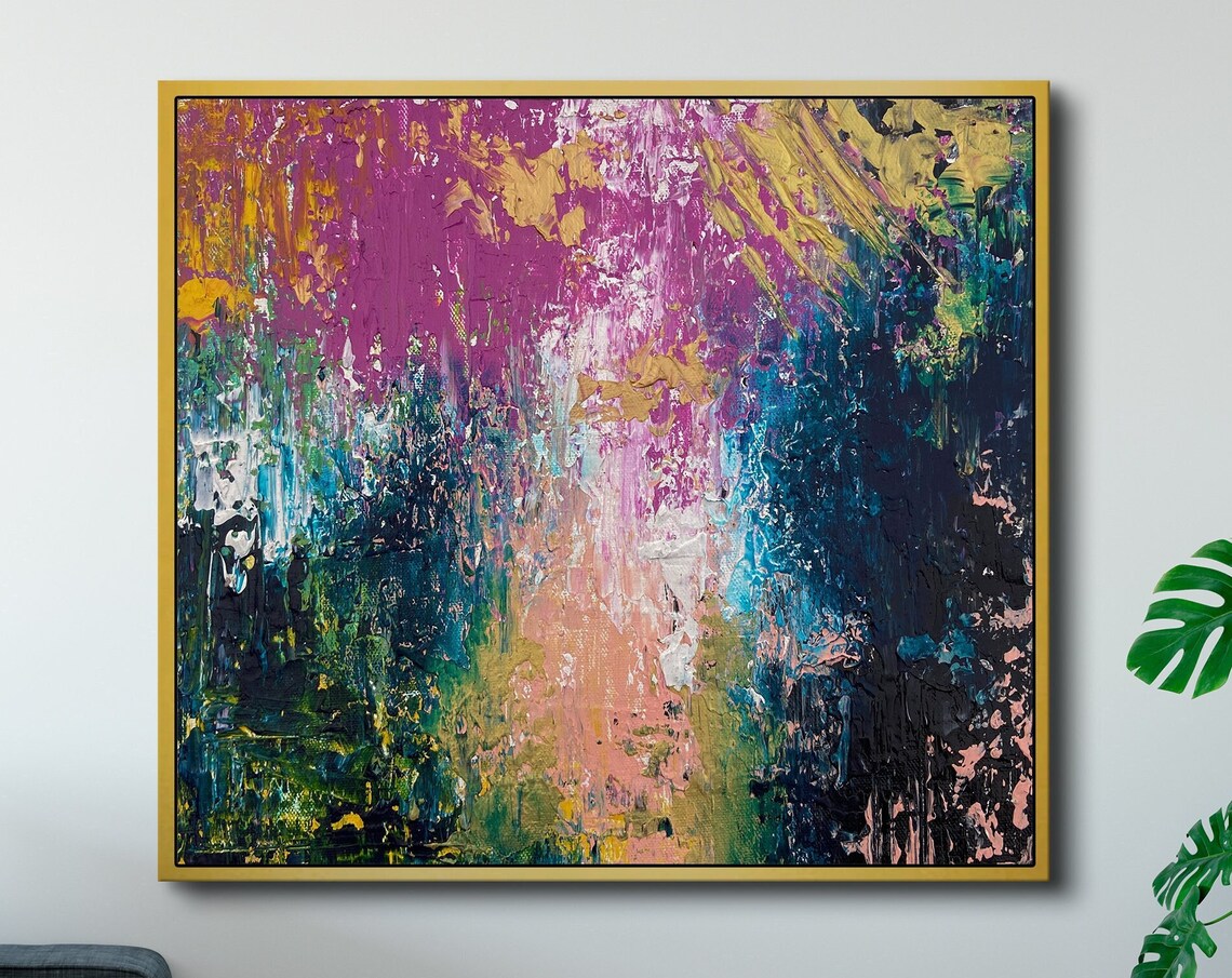 Colorful Abstract Painting Art Print, Maximalist Decor