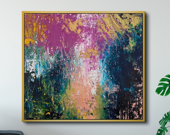 Colorful Abstract Painting Art Print, Maximalist Decor