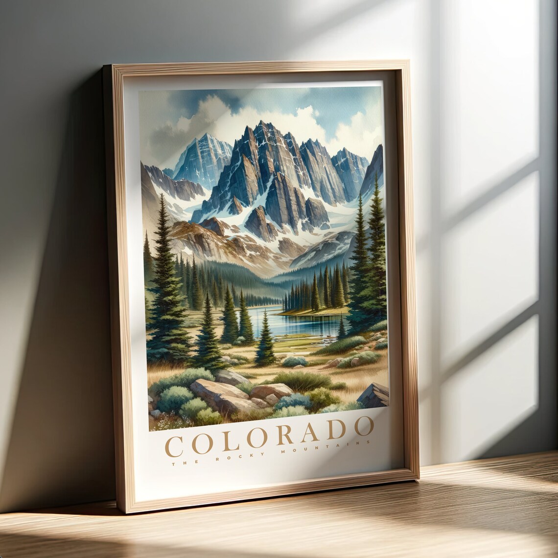 Colorado Watercolor Print, Rocky Mountains Travel Poster