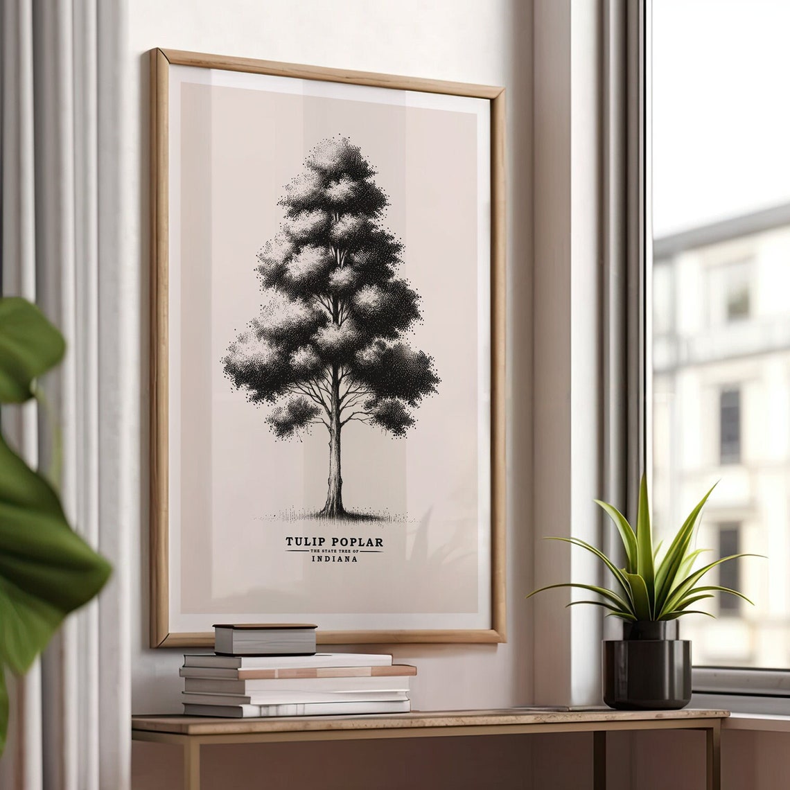 Tulip Poplar Indiana State Tree Vintage Ink Sketch Black Poster