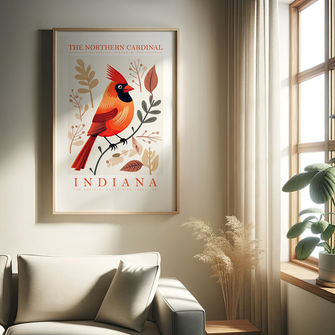 Indiana State Bird Cardinal Art Print