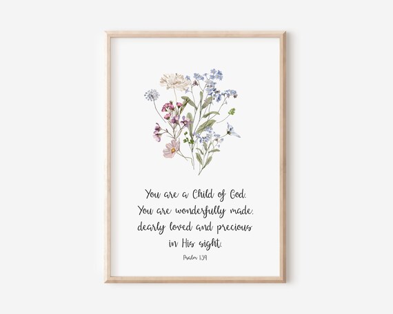 Psalm 139 Child Of God Wildflower Nursery Scripture Art Poster