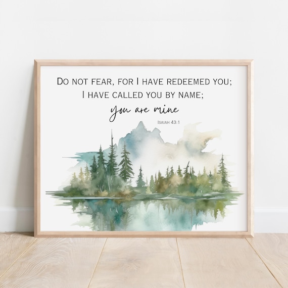 Isaiah 43 1 Bible Verse Do Not Fear Lake Watercolor Wall Art