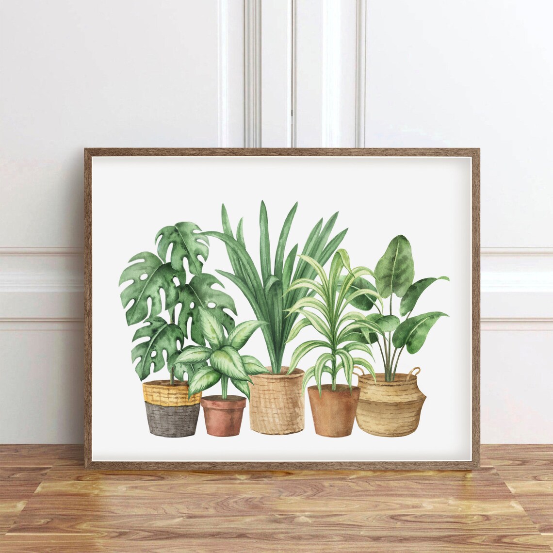 Potted Houseplant Watercolor Botanical Foliage Poster for Plant Lovers