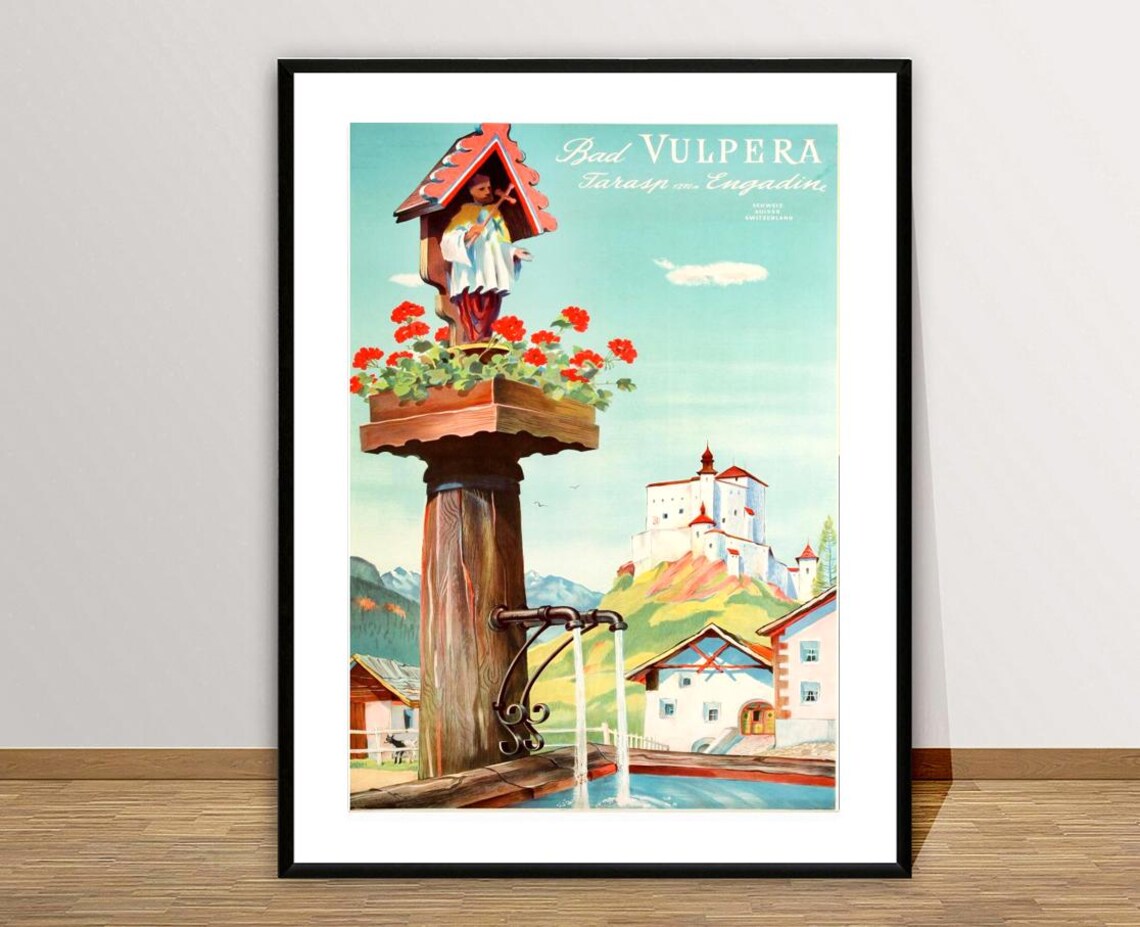 Bad Vulpera Tarasp Engadin Suisse Vintage Travel Poster - Image 2