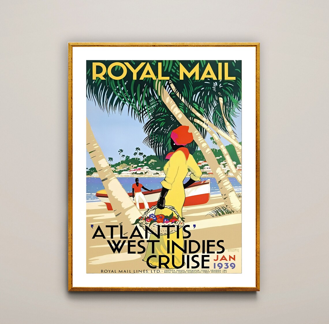 Royal Mail Atlantis West Indies Vintage Travel Poster