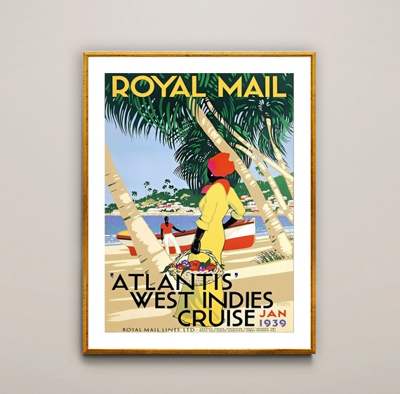 Royal Mail Atlantis West Indies Vintage Travel Poster