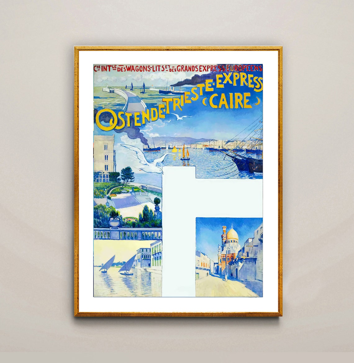 Ostende Trieste Express Cairo Wagons Lits Railway Route Poster - Image 2
