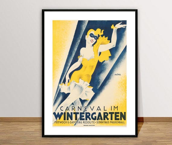 Carneval Im Wintergarten Sonntags Maskenball Vintage Entertainment Poster Entertainment Art Print Gift Idea Wall Decor