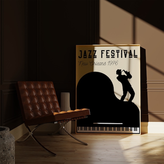 Jazz Festival Retro Music Poster Print, Mid-Century