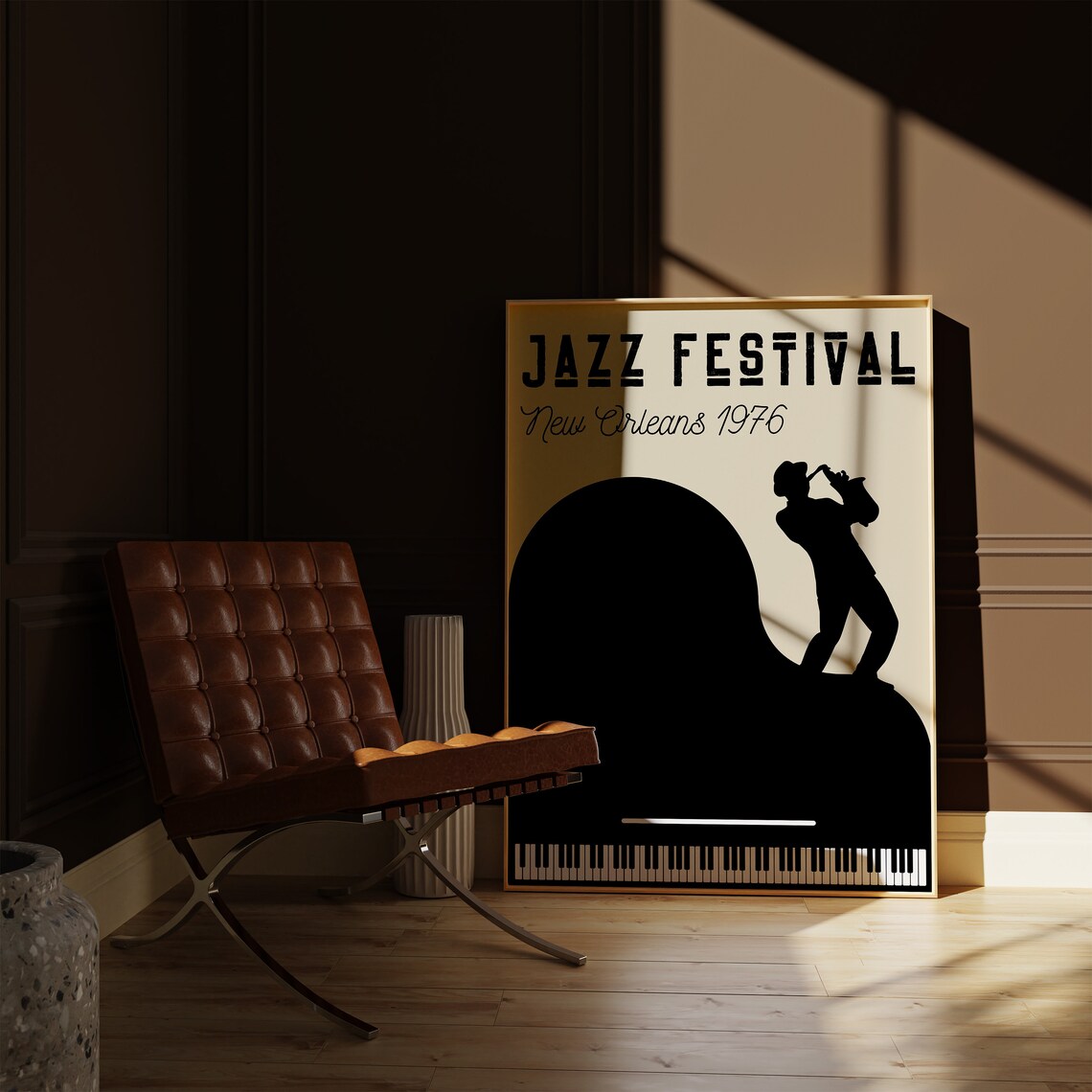 Jazz Festival Retro Music Poster Print, Mid-Century