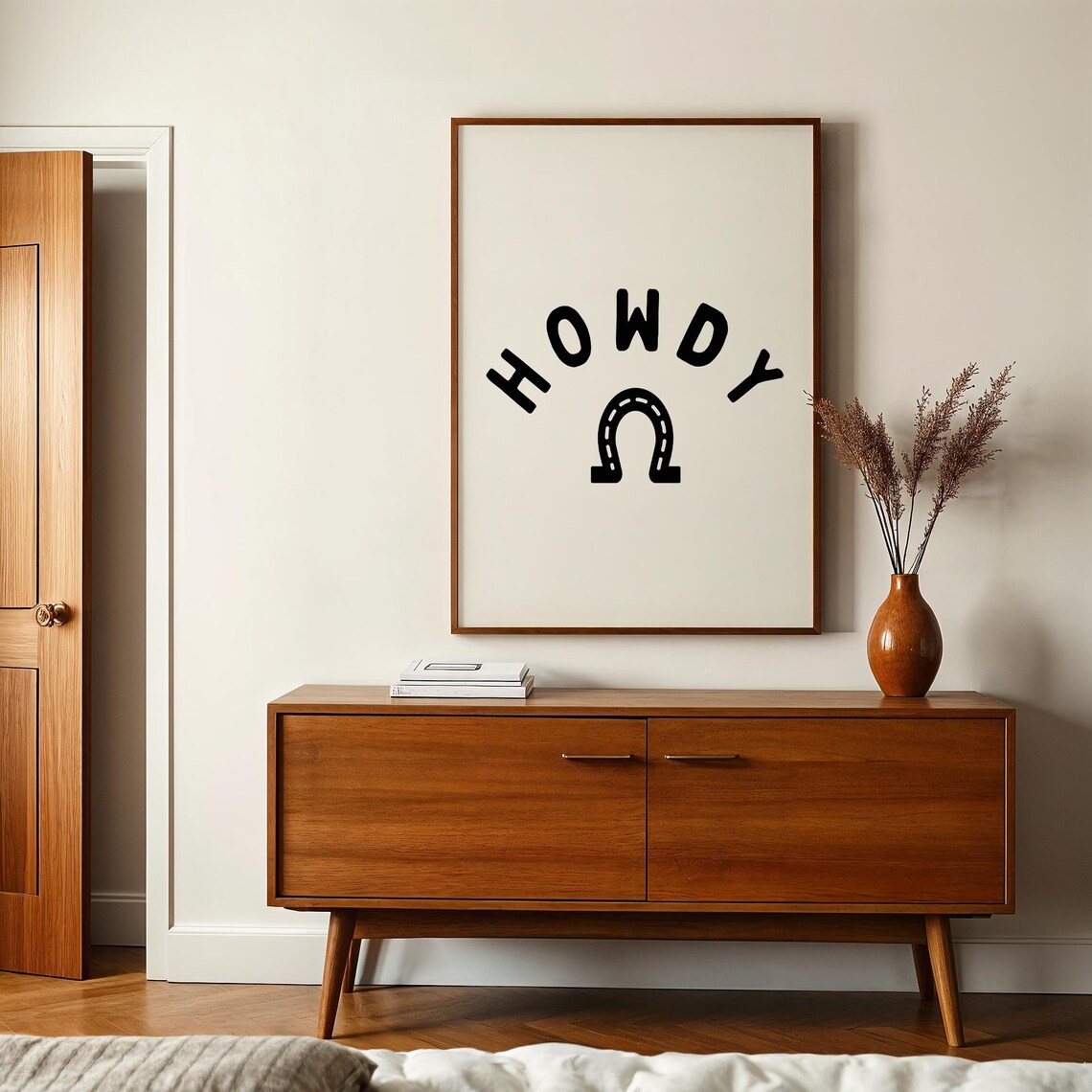 Howdy Horseshoe Typography Western Welcome Farmhouse Wall Poster