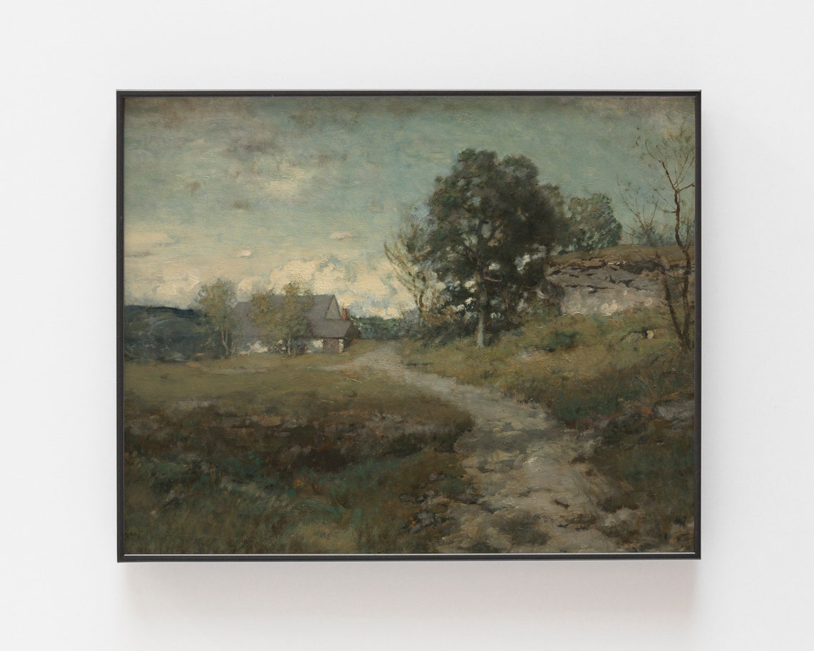 Cottage Decor Vintage Landscape Painting Country Art Print Farmhouse Wall Art Vintage Art Landscape Wall Art Art