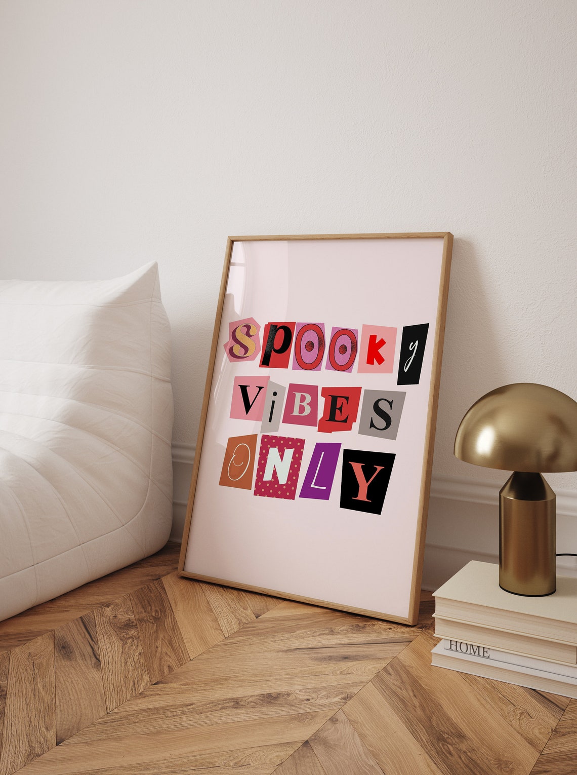 Spooky Vibes Only Ransom Note Collage Pink Halloween Party Poster - Image 3