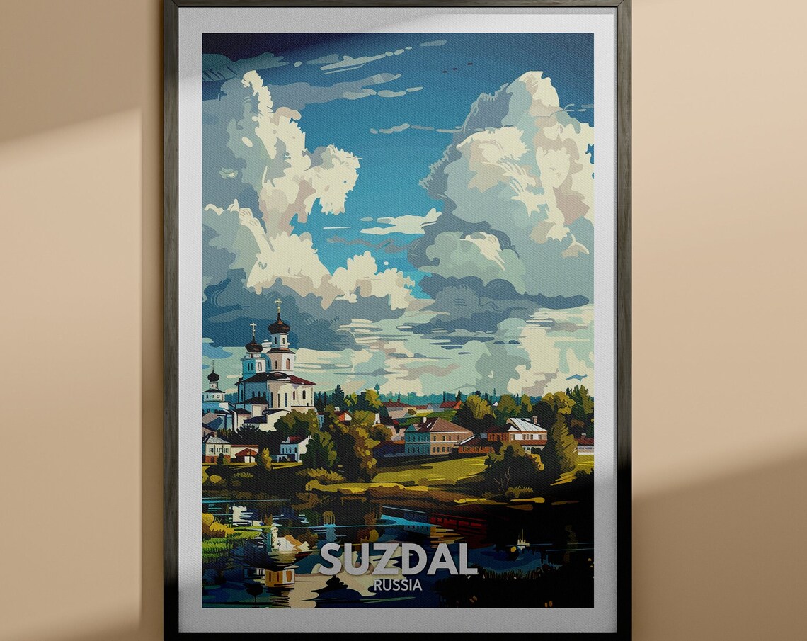 Suzdal Russia Golden Onion Dome Skyline Vintage Travel Poster