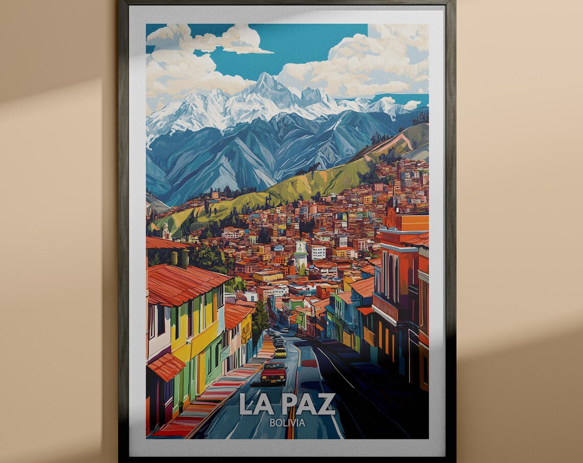 La Paz Print La Paz Travel Poster Bolivia Wall Art Print Bolivia Home Decor Travel Wall Art Decor Unique City Poster