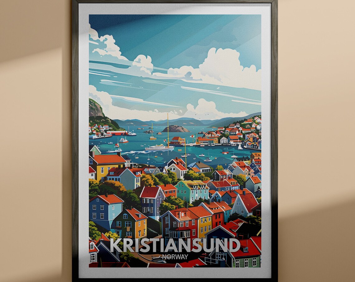 Kristiansund Art Print Kristiansund Travel Poster Norway Wall Art Print Norway Home Decor Travel Wall Art Decor Unique City Poster