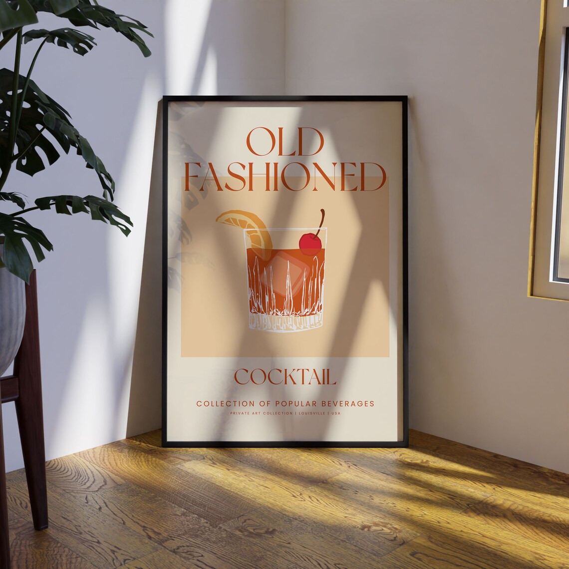 Old Fashioned Cocktail Vintage Bar Kitchen Decor, Art Print - Image 2
