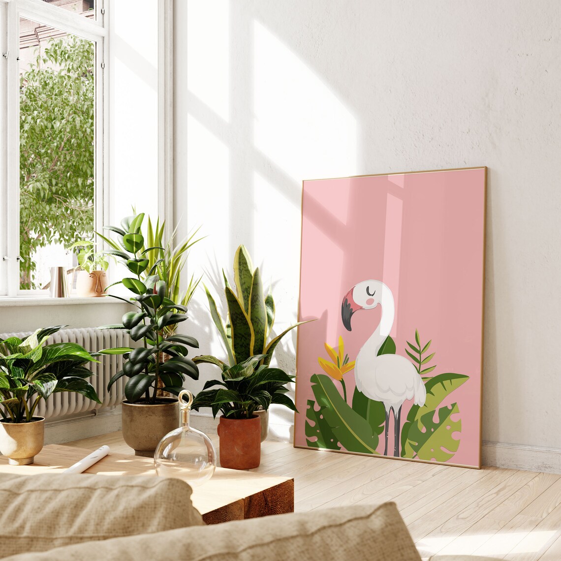 Plants And Flamingo Bird Print, Boho Decor - Image 3