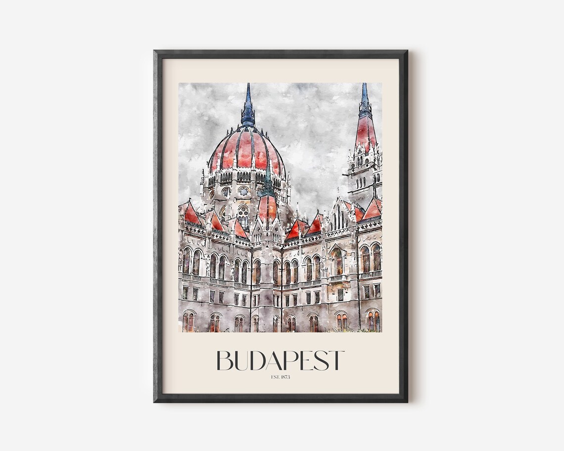 Budapest Travel Poster, Hungarian Wall Art Decor