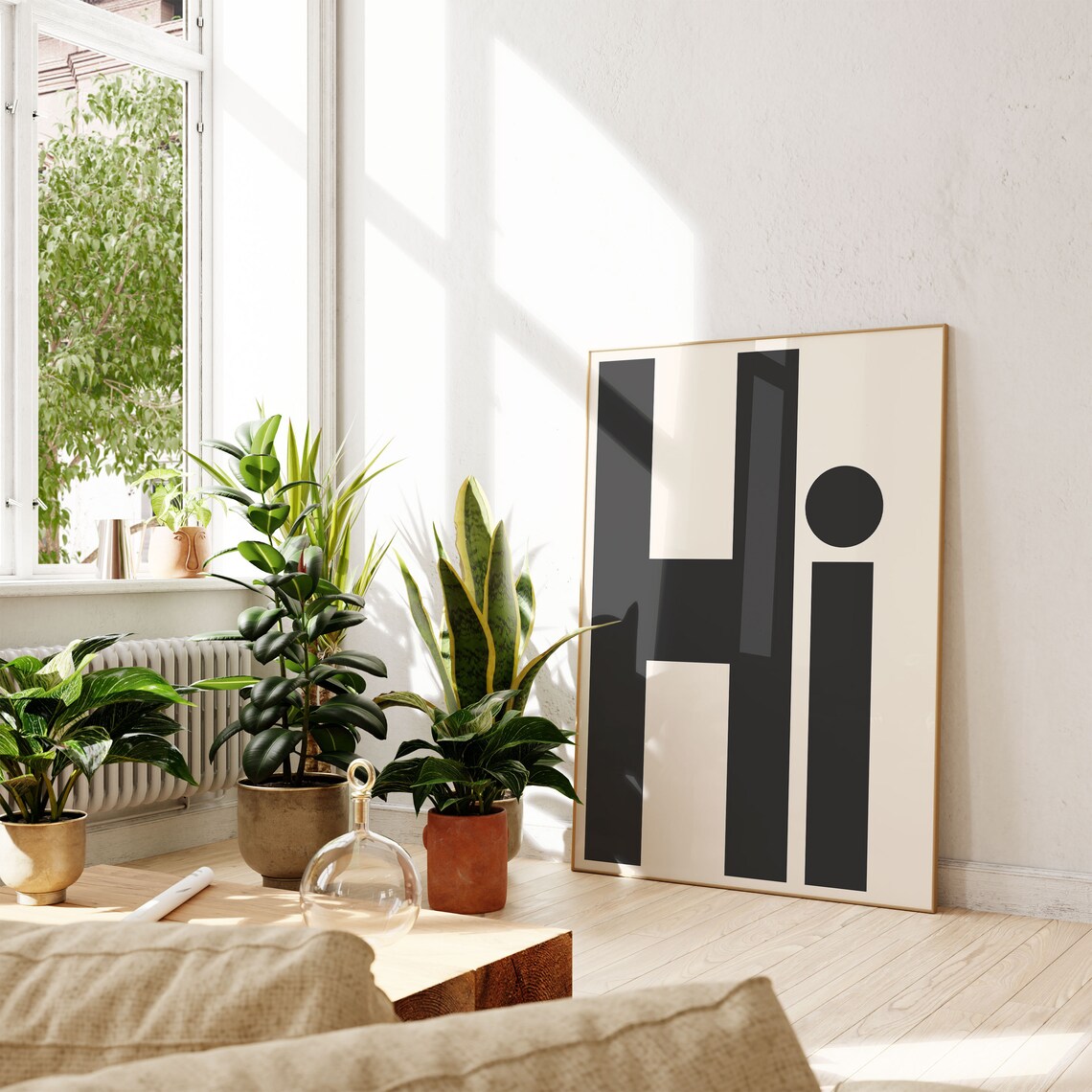 Bold Lowercase Hi Typography Minimalist Black Greeting Poster - Image 2