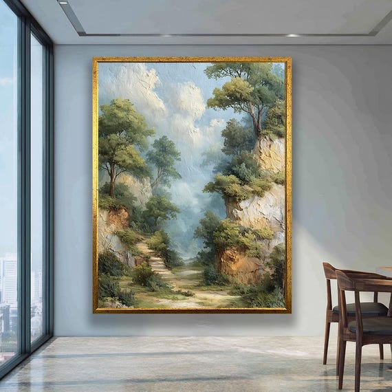 Rustic Mountain Path Canvas Wall Decor Serene Nature Landscape Art Scenic Home And Office