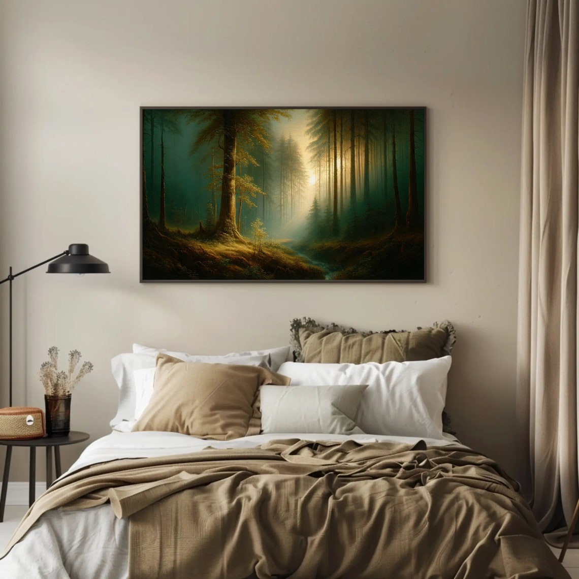 Serene Forest Stream At Twilight Tranquil Woods Framed Print Peaceful Nature Scene Soothing Forest Landscape Art For Home - Image 2