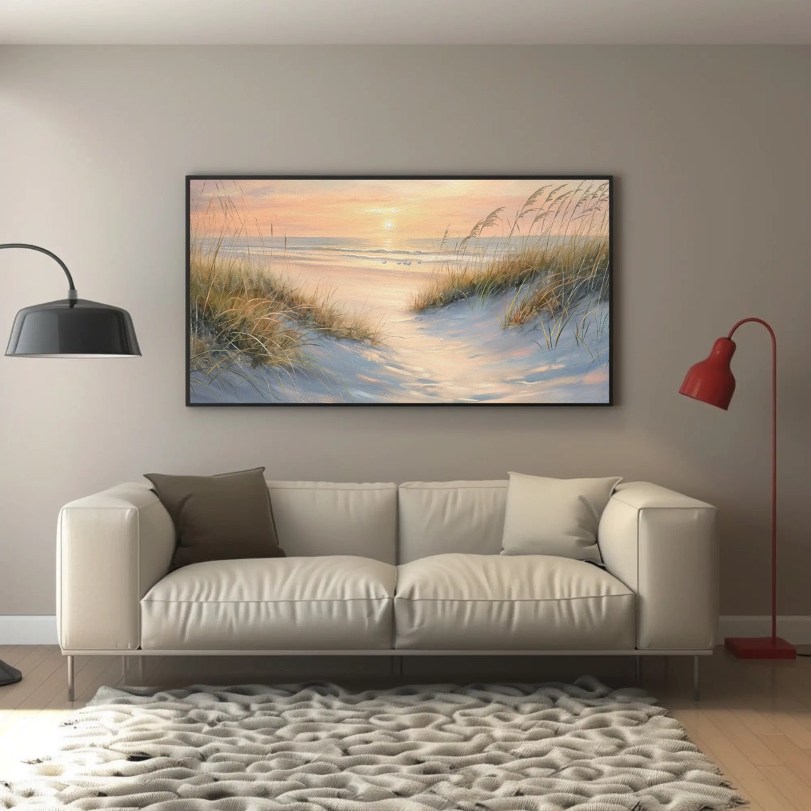 Sunrise Beach Path Through Sand Dunes Sea Grass Coastal Scene Poster - Image 2