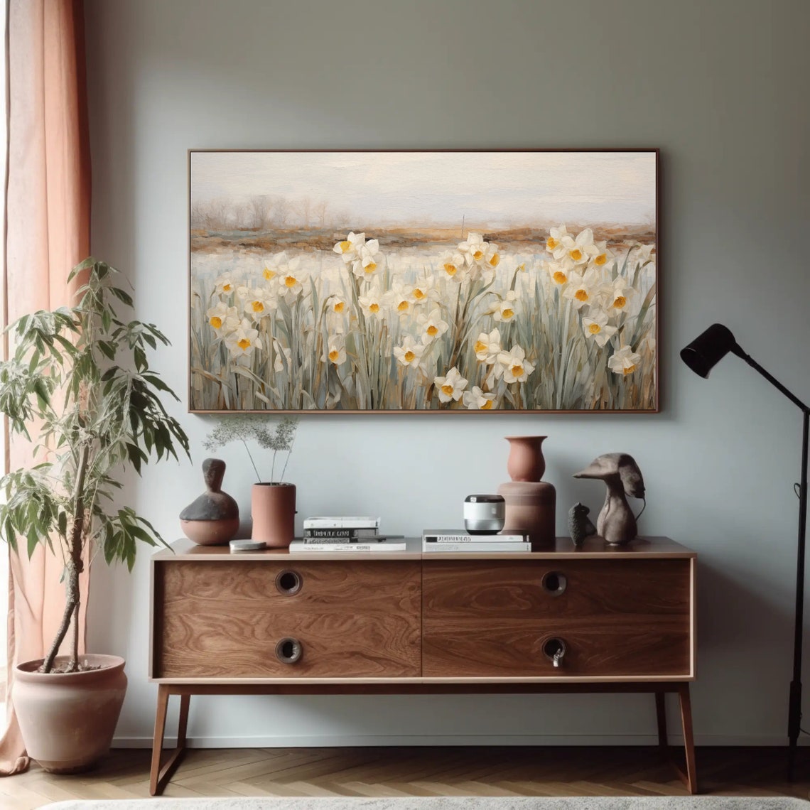 White Daffodil Field In Soft Light Vintage Spring Flower Poster - Image 5