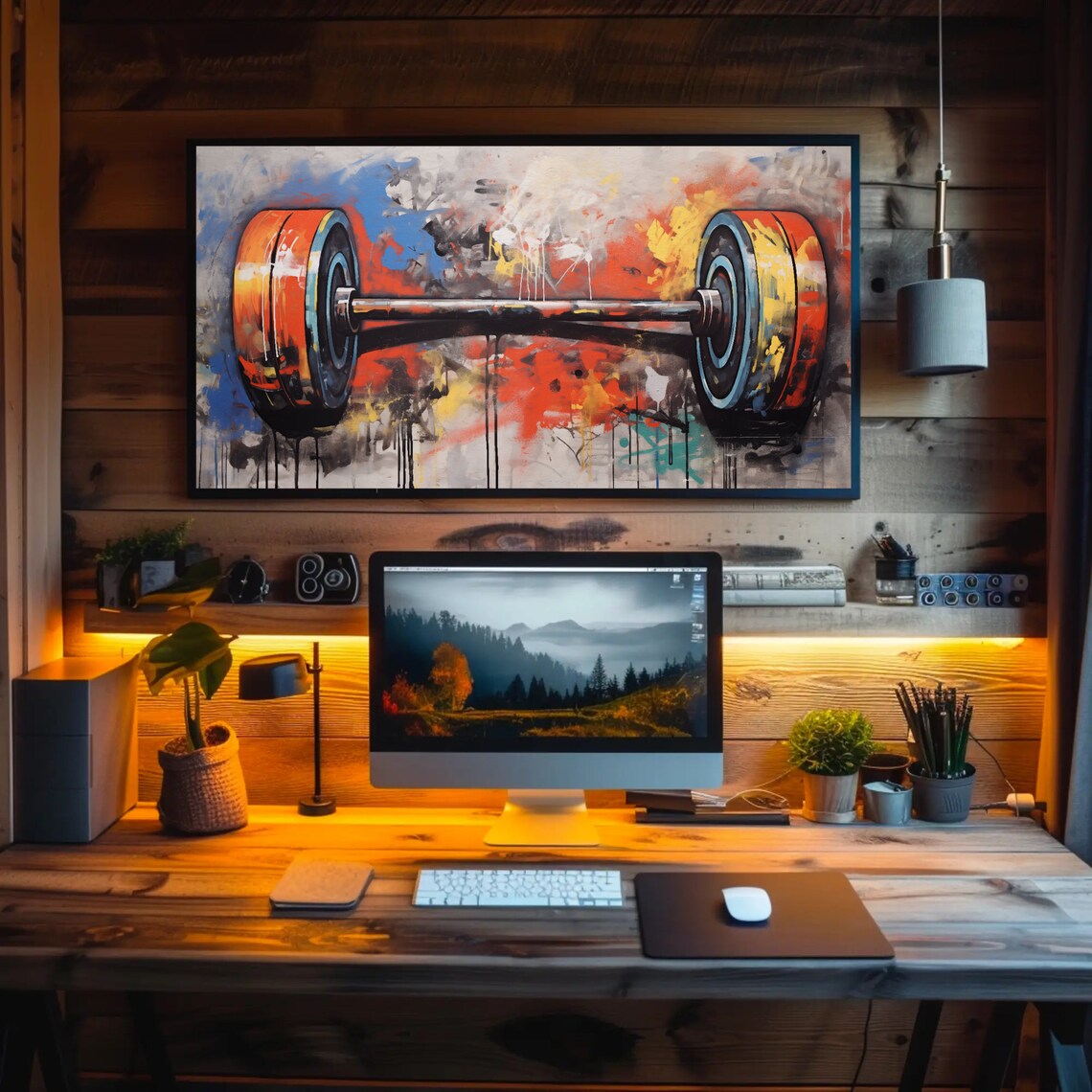 Barbell Graffiti Art Urban Gym Motivation Workout Painting Poster - Image 2