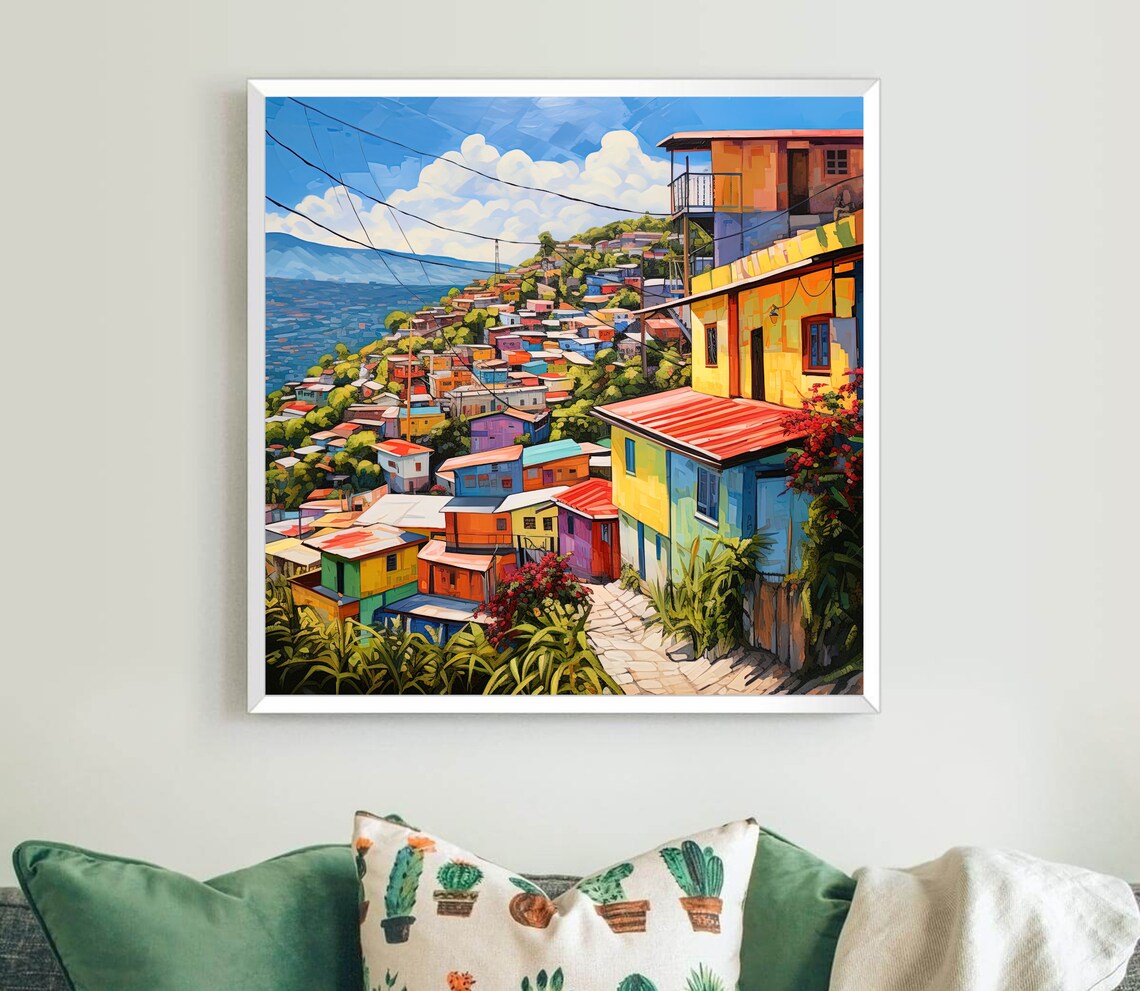 Petionville Haiti Colorful Hillside Town Caribbean Street Art Poster - Image 4
