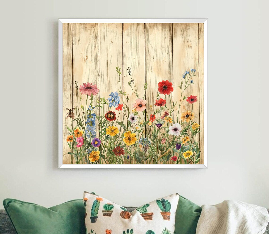Wildflowers Art Print, Rustic Farmhouse Florals - Image 2