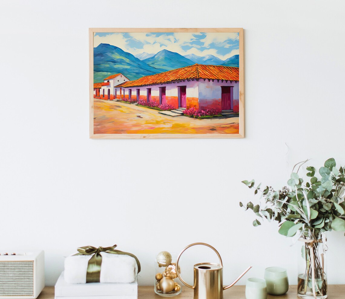 Villa de Leyva Colombia Colonial Street With Mountain View Poster - Image 5