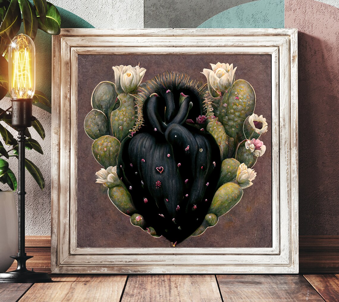 Mexican Cactus Heart, Vintage Boho Art Print - Image 3