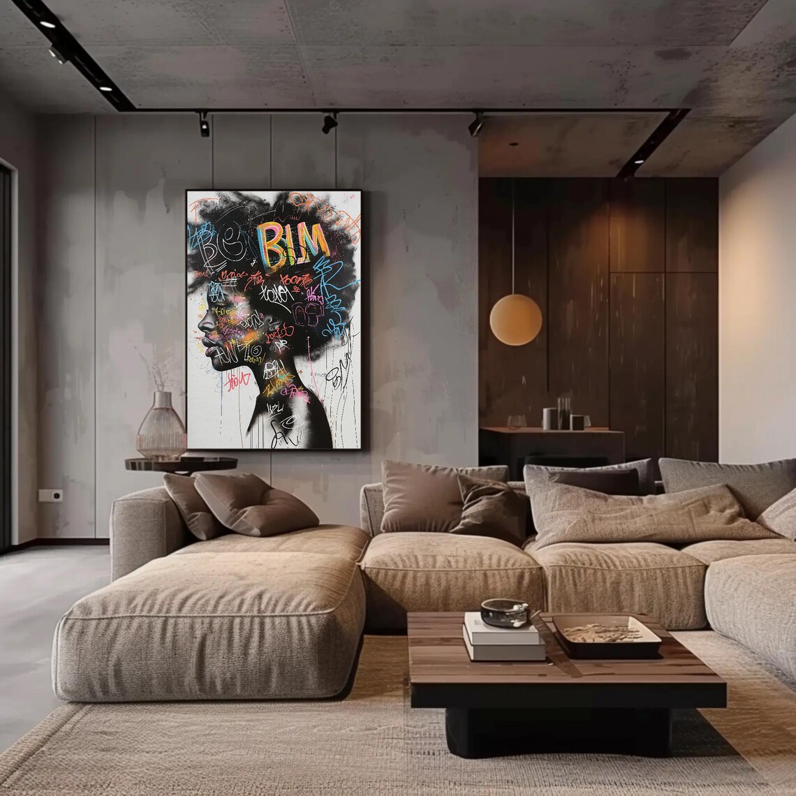 Graffiti Portrait of African Woman Colorful Afro Street Style Wall Art - Image 2