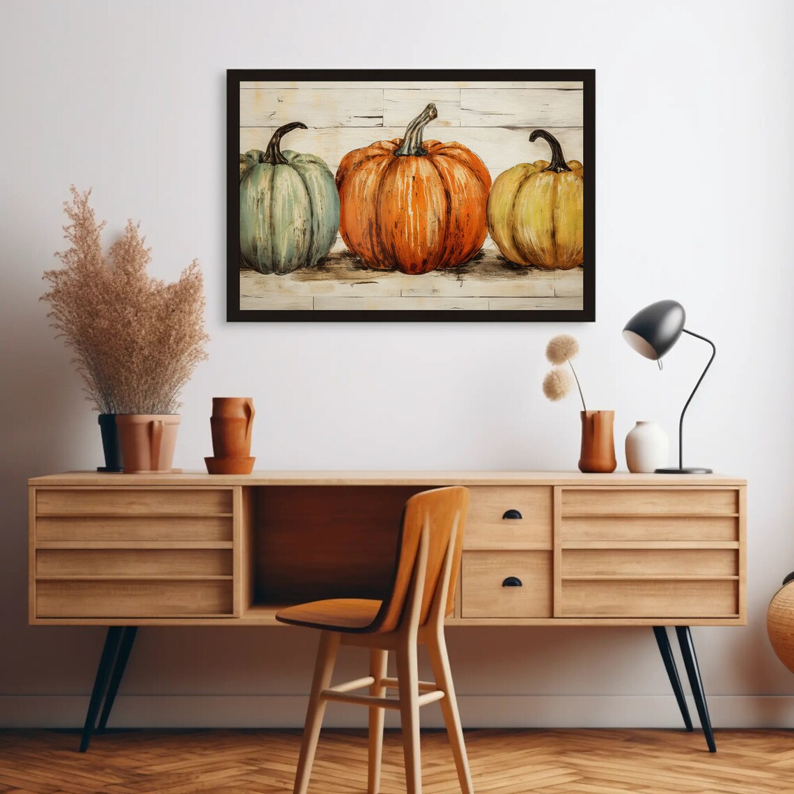 Three Pumpkins, Kitchen Dining Room Art Print - Image 2