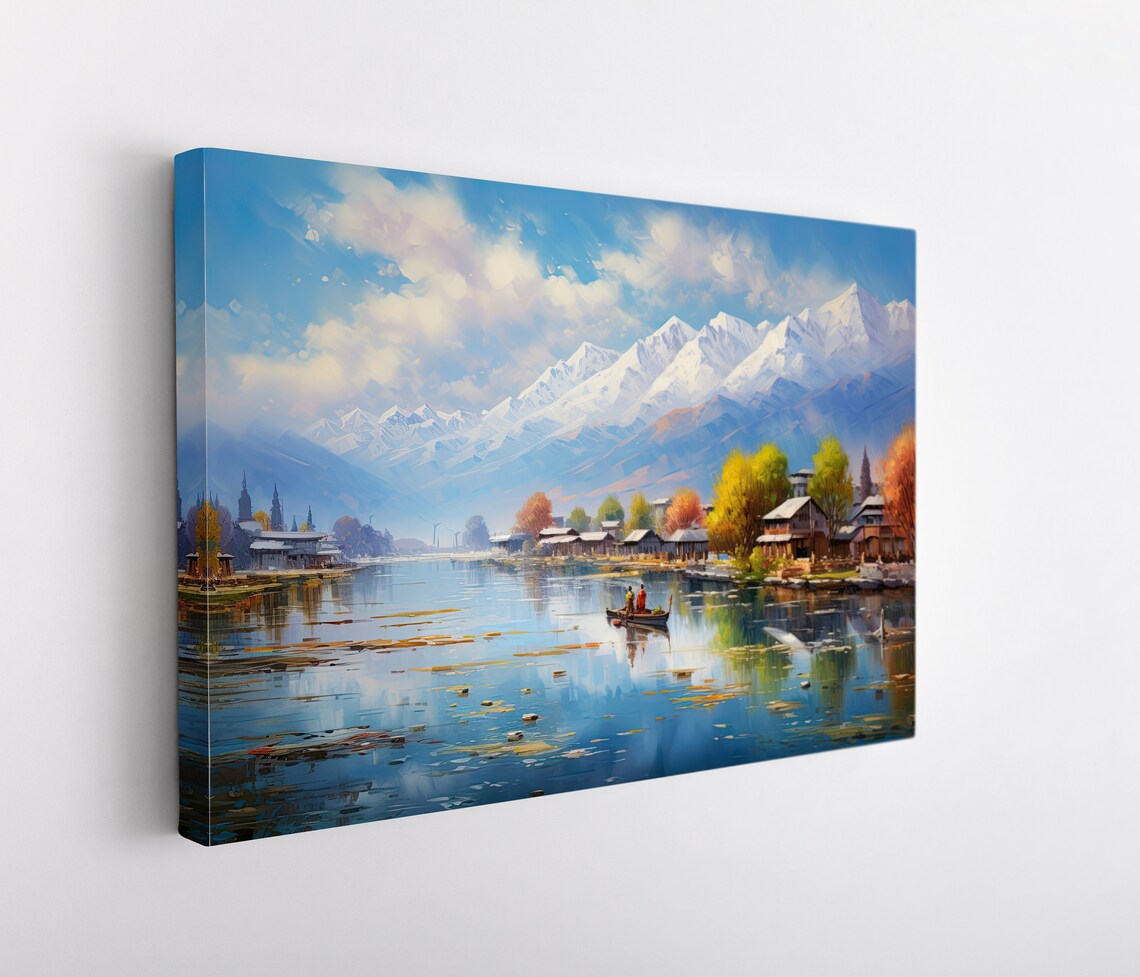Dal Lake Watercolor Painting, Indian Travel Poster - Image 4