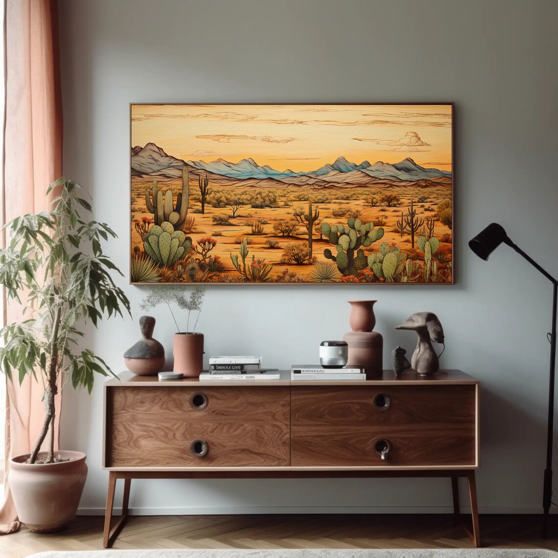 Sonoran Desert Panorama Cacti Mountains Panoramic Landscape Poster - Image 5
