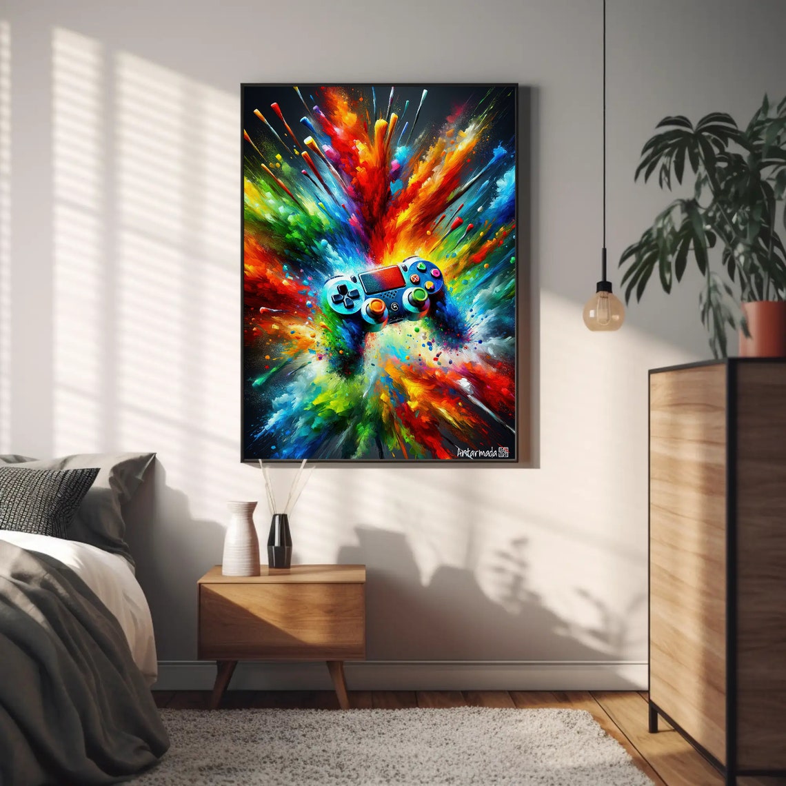 Paint Splash Game Controller Colorful Gamer Room Decor Poster - Image 5