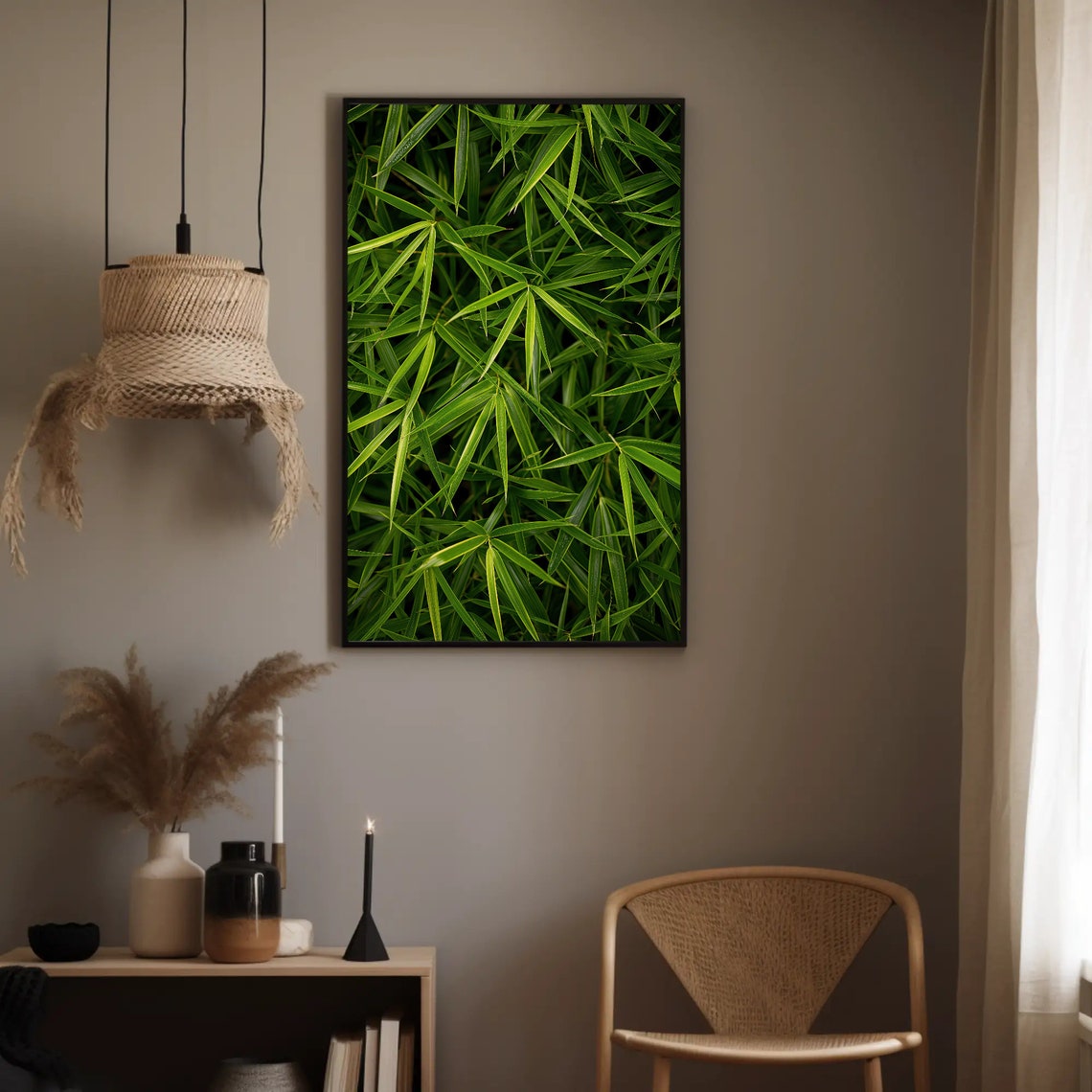 Overhead Green Bamboo Leaves Lush Tropical Foliage Texture Poster - Image 2