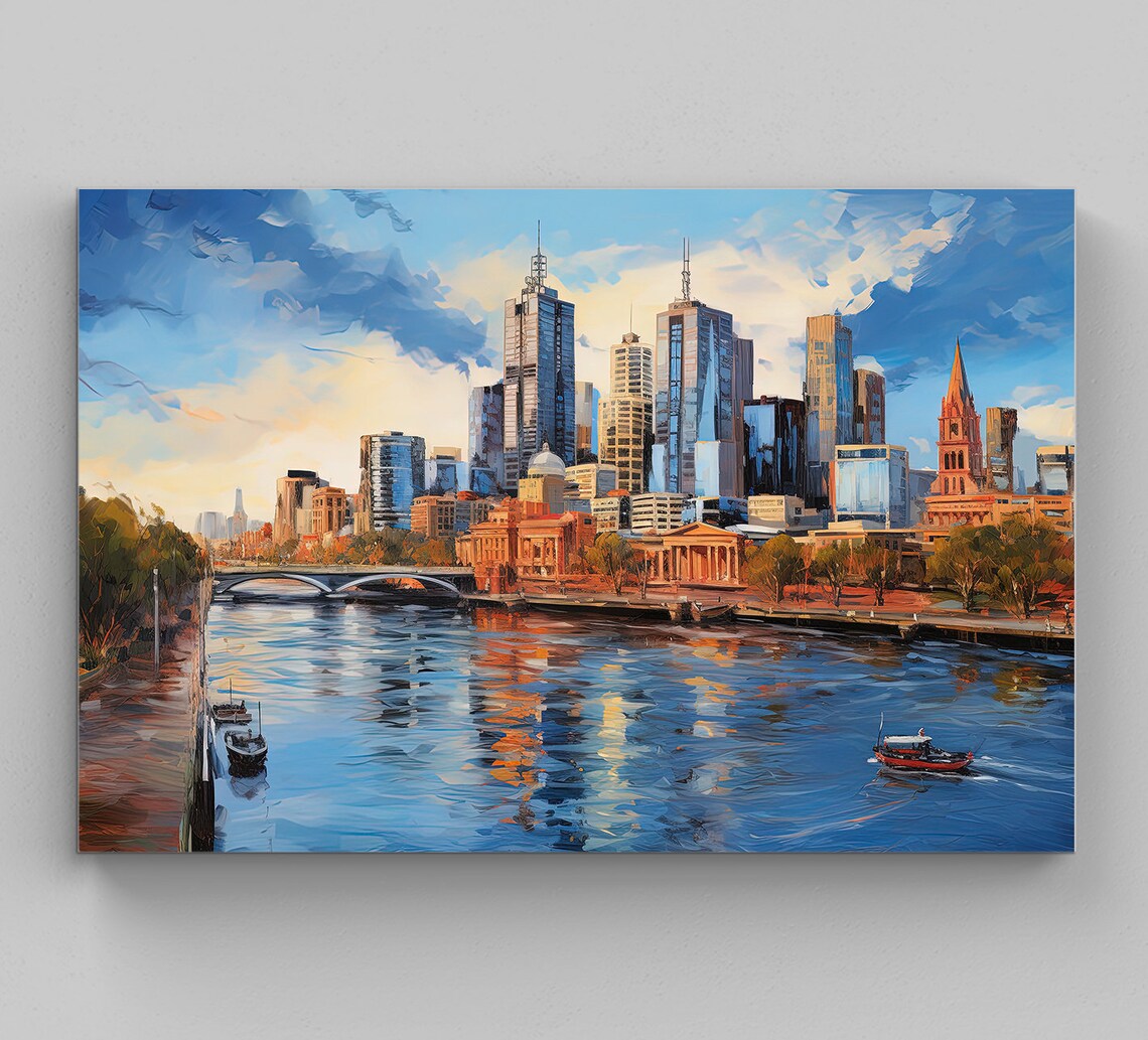 Melbourne, Australia Travel Poster, Oil Painting