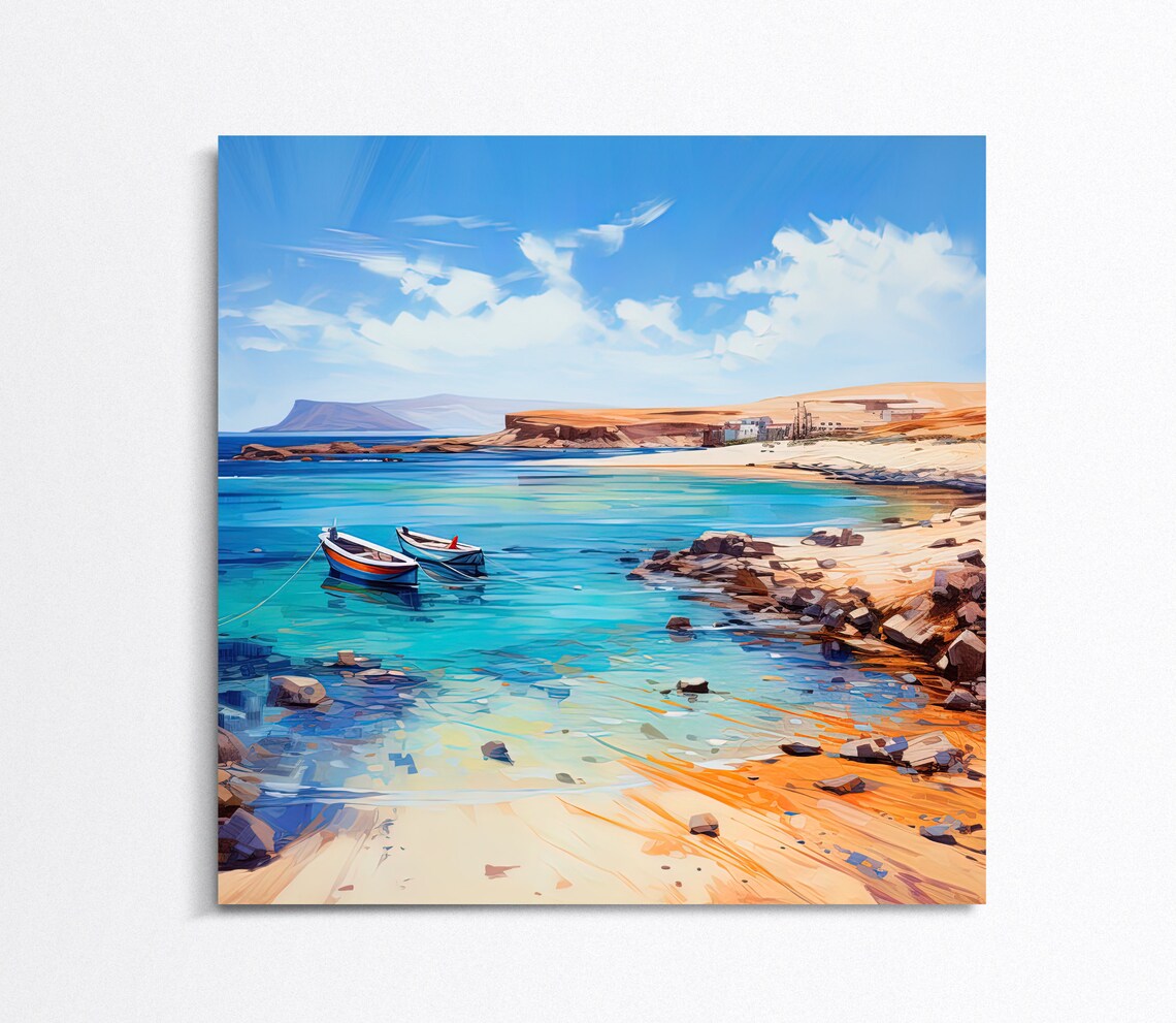 Lanzarote Beach Cove Fishing Boats Volcanic Coast Travel Poster - Image 5
