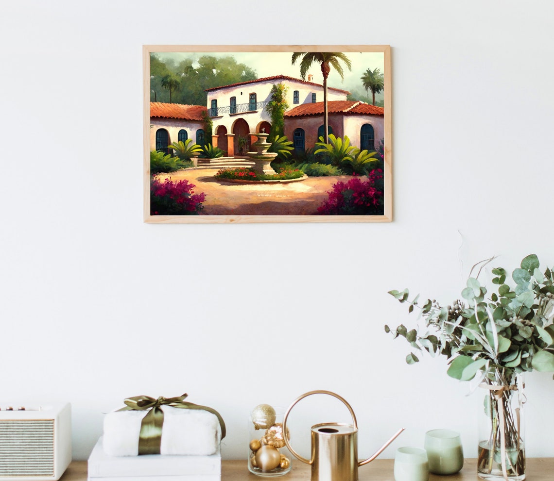 Charming Spanish Style Villa With Arched Courtyard And Fountain Poster - Image 5