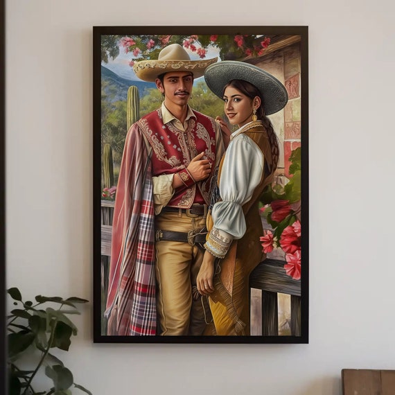 Mexican Jaripeo Couple Print Extra Large Decor Mexican Cowboy Wall Art Mexico Art Mexican Wall Art Gift For Her Ready To Hang