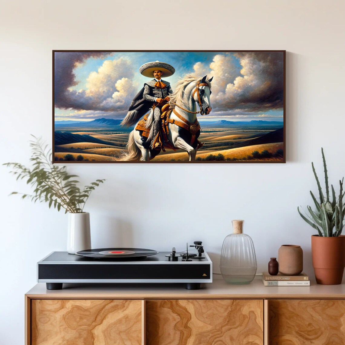 Mexican Charro Horseman in Sombrero Riding Golden Plains Poster - Image 5