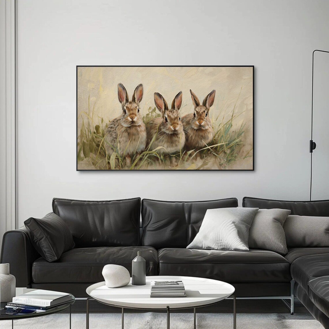 Easter Bunnies Vintage Oil Painting Art Print - Image 4