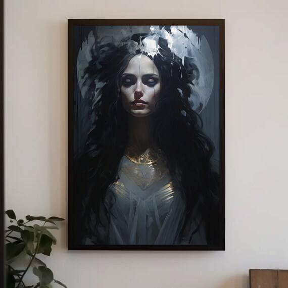 Mystical Hekate Dark Moon Goddess Gothic Oil Painting Art Poster